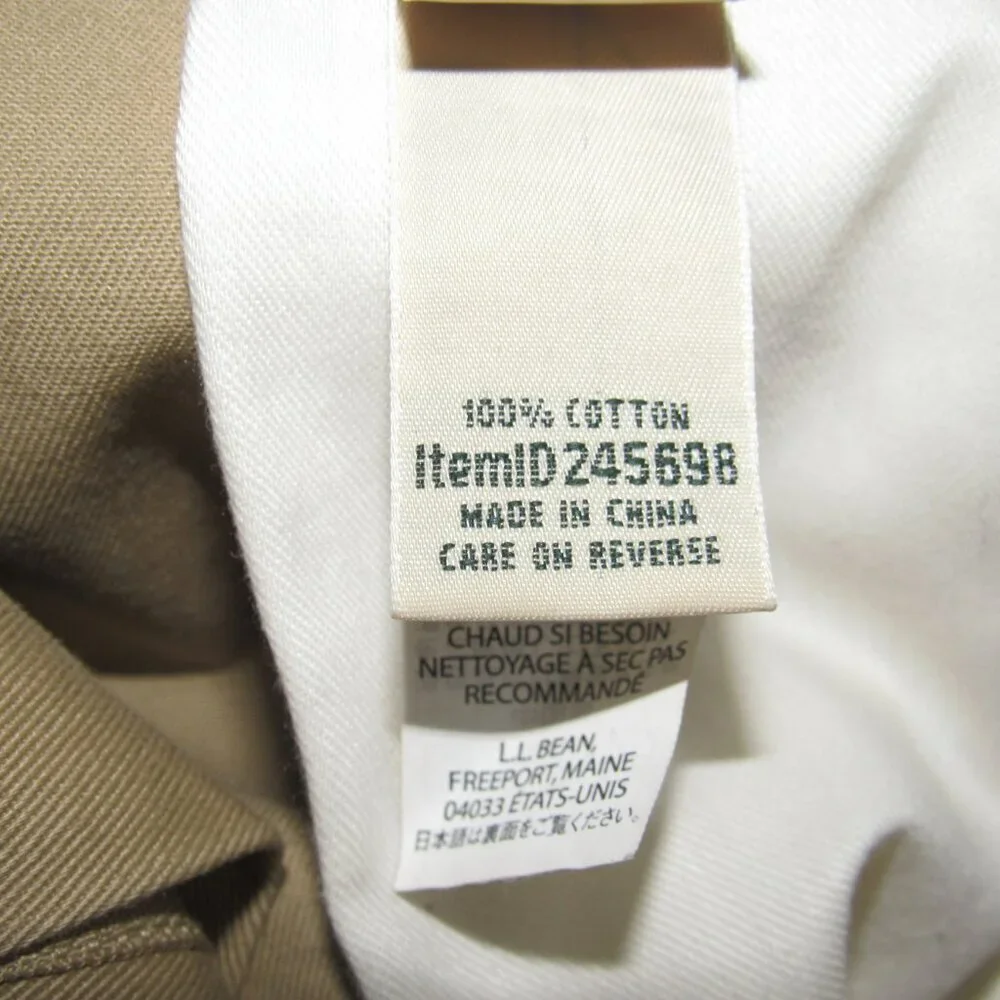 L.L. BEAN Men’s Hidden Comfort Waist Wrinkle-Resistant Tan Cotton Pants Size 46